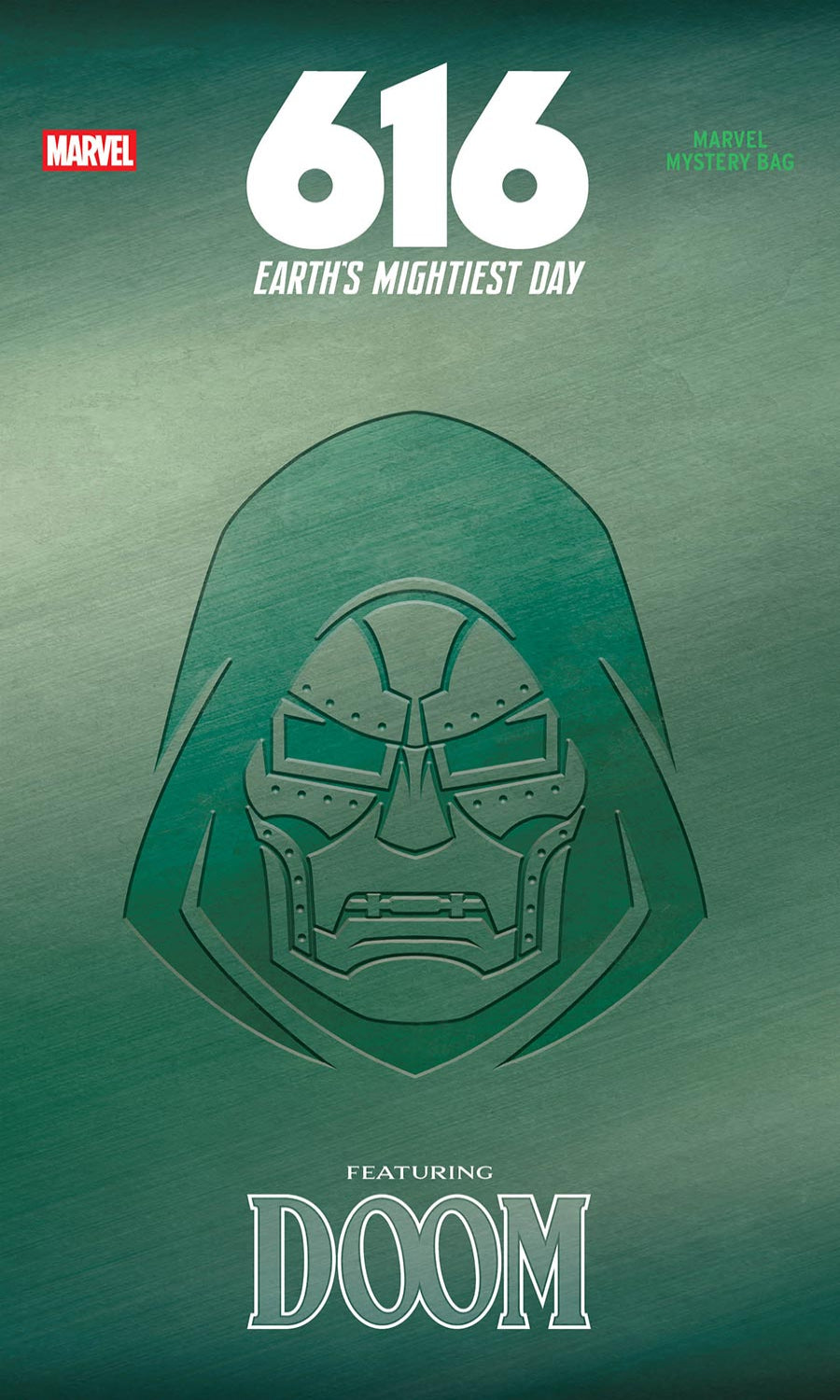 Marvel comic book cover featuring a helmet design on a green background with '616 Earth's Mightiest Day' text.