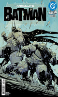 Batman comic book cover featuring Batman and another armored figure in a dynamic action scene, with the title 'Absolute Batman' at the top and a DC Allin logo in the upper right.
