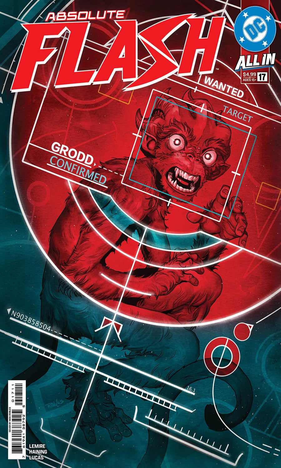 Comic book cover featuring a red creature with a wanted poster design.