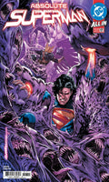 Comic book cover featuring Superman in a purple and blue themed scene with DC logo.