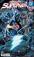Comic book cover featuring Superman in a dynamic pose with energy effects.