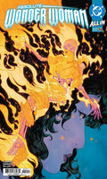 Comic book cover featuring Wonder Woman with a blue and orange background