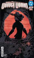 Comic book cover featuring a silhouette of Wonder Woman against a red background