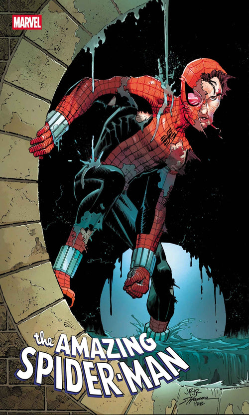 Comic book cover featuring Spider-Man climbing a wall with 'Marvel' logo above.
