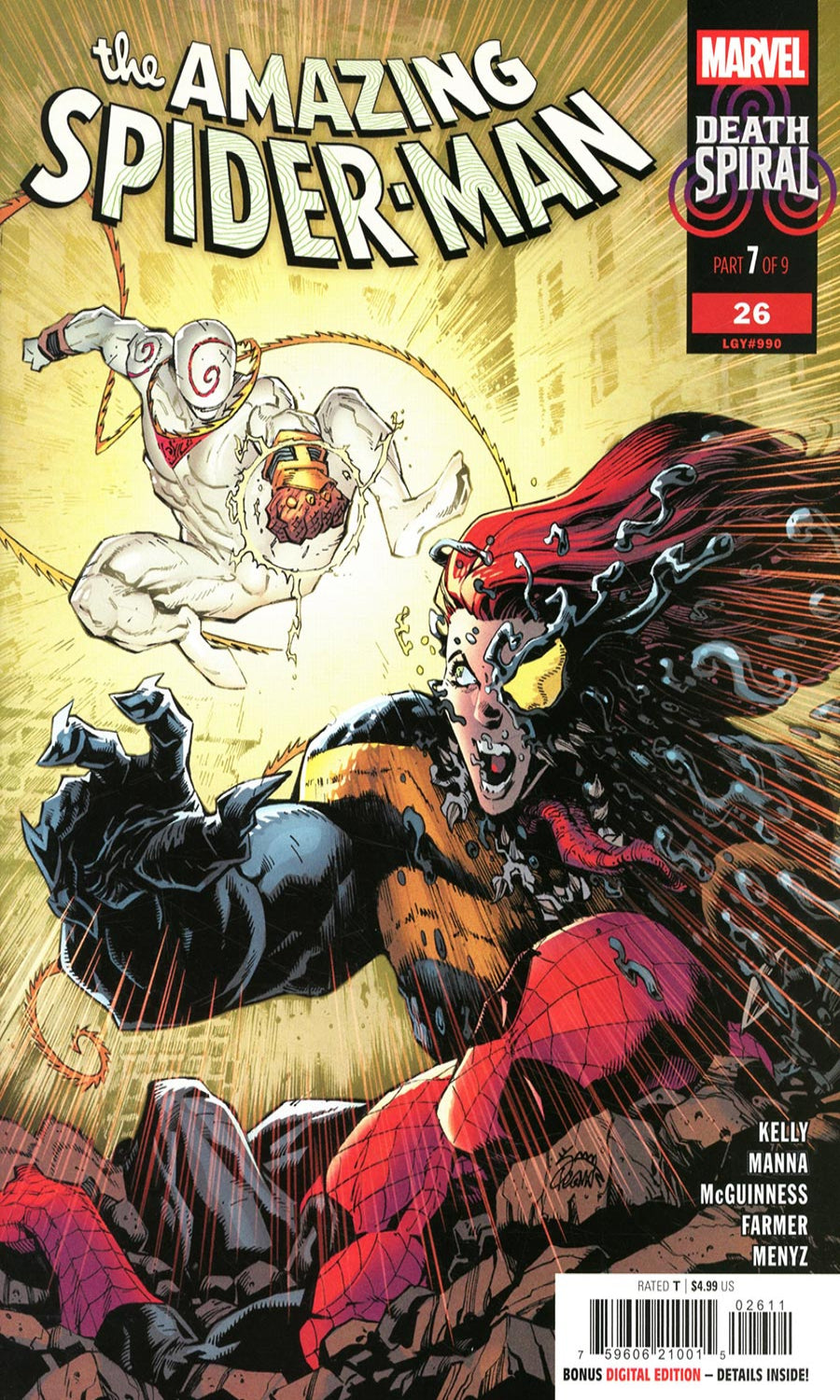 Comic book cover featuring Spider-Man and an enemy with a yellow and red color scheme.