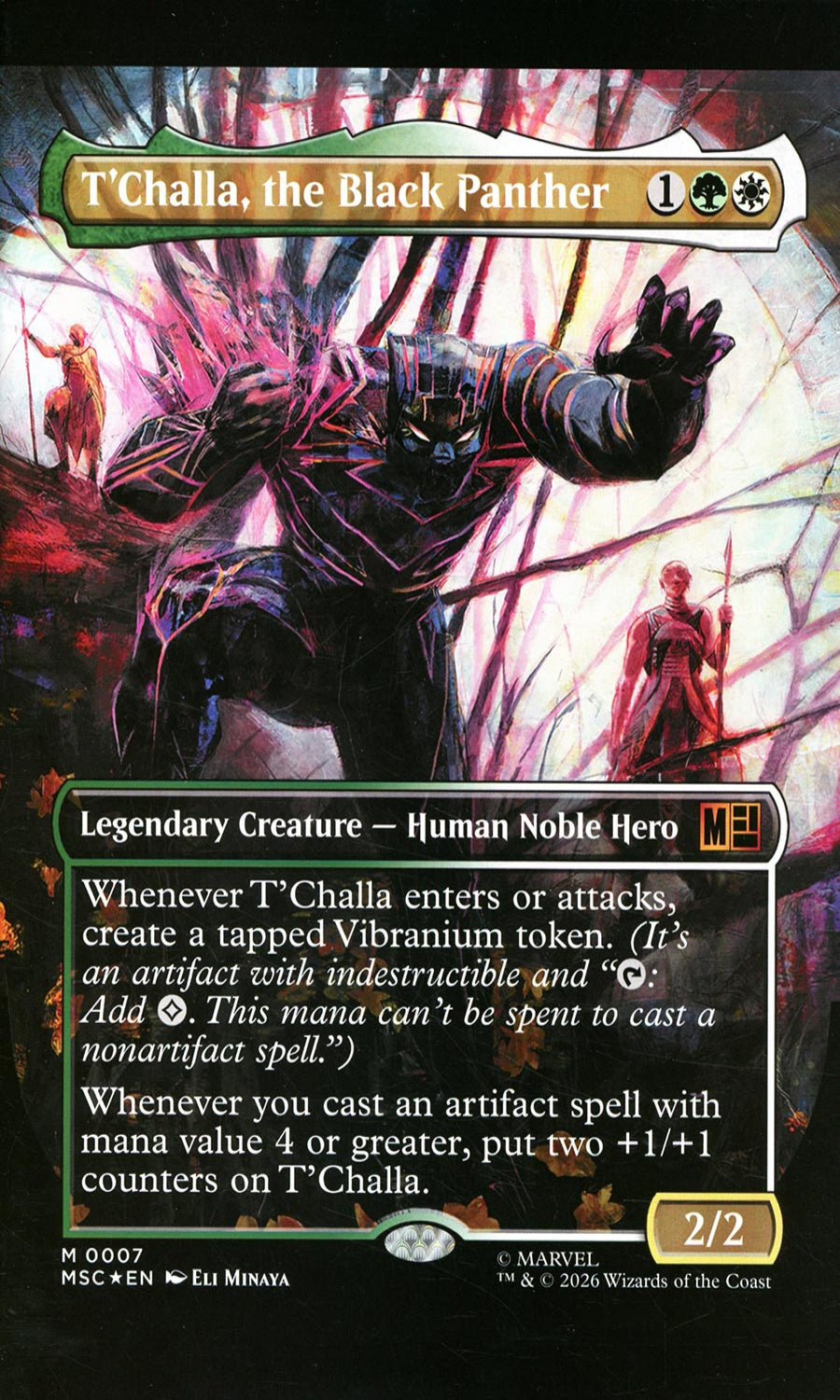 Card featuring T'Challa, the Black Panther, with game text and artwork.