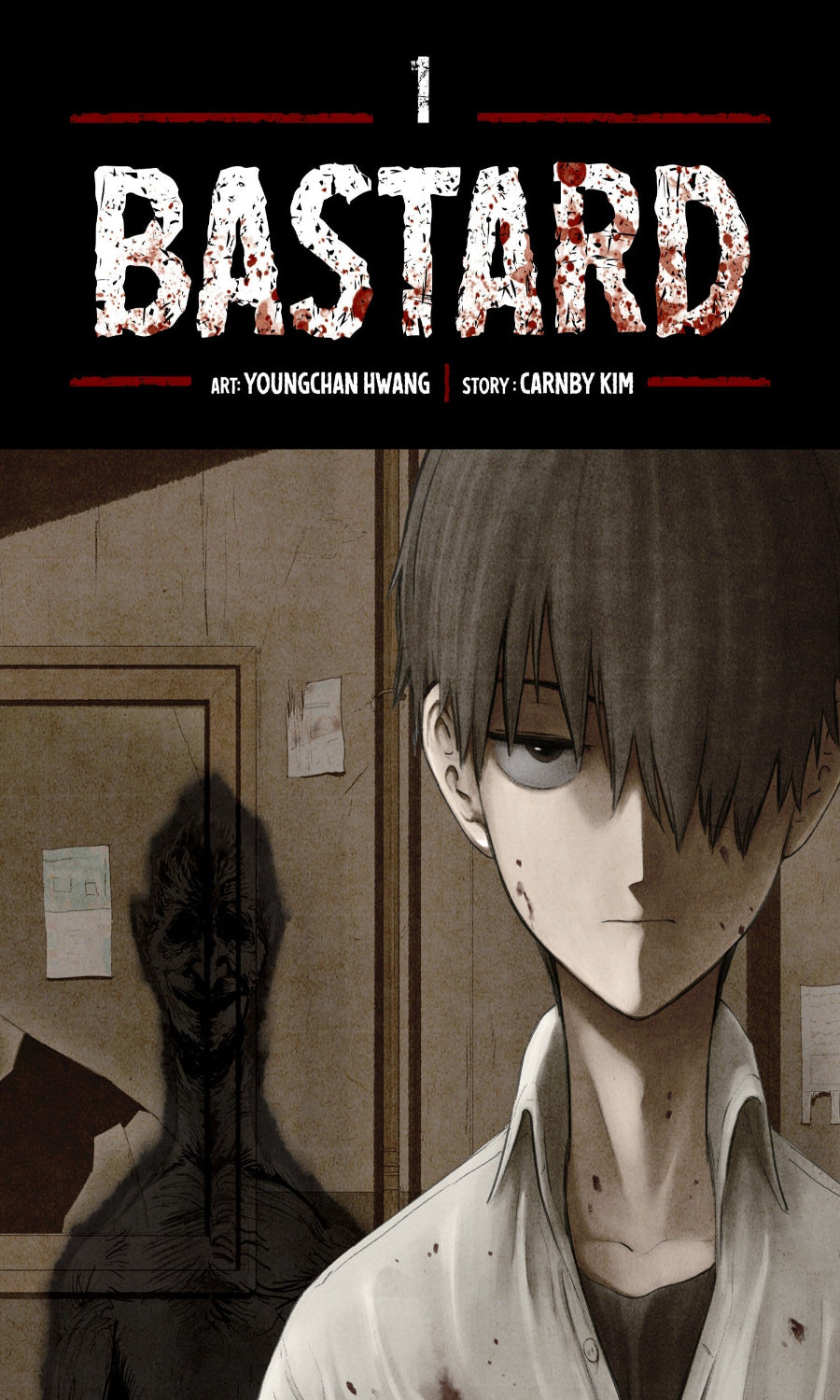 Comic book cover with a character and text 'I Bastard' by Carnby Kim and Youngchan Hwang.