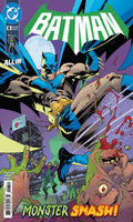 Comic book cover featuring Batman in action with text 'Batman: All In' and 'Monster Smash!'.