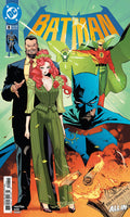 Comic book cover featuring Batman and other characters with a colorful background