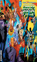 Comic book cover featuring superhero characters from 'World's Finest' with colorful background