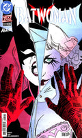 Comic book cover for DC's Batman-Woman issue #5, featuring a split-face illustration with Batman and Batwoman depicted in dramatic red, black, white, and pale blue tones.