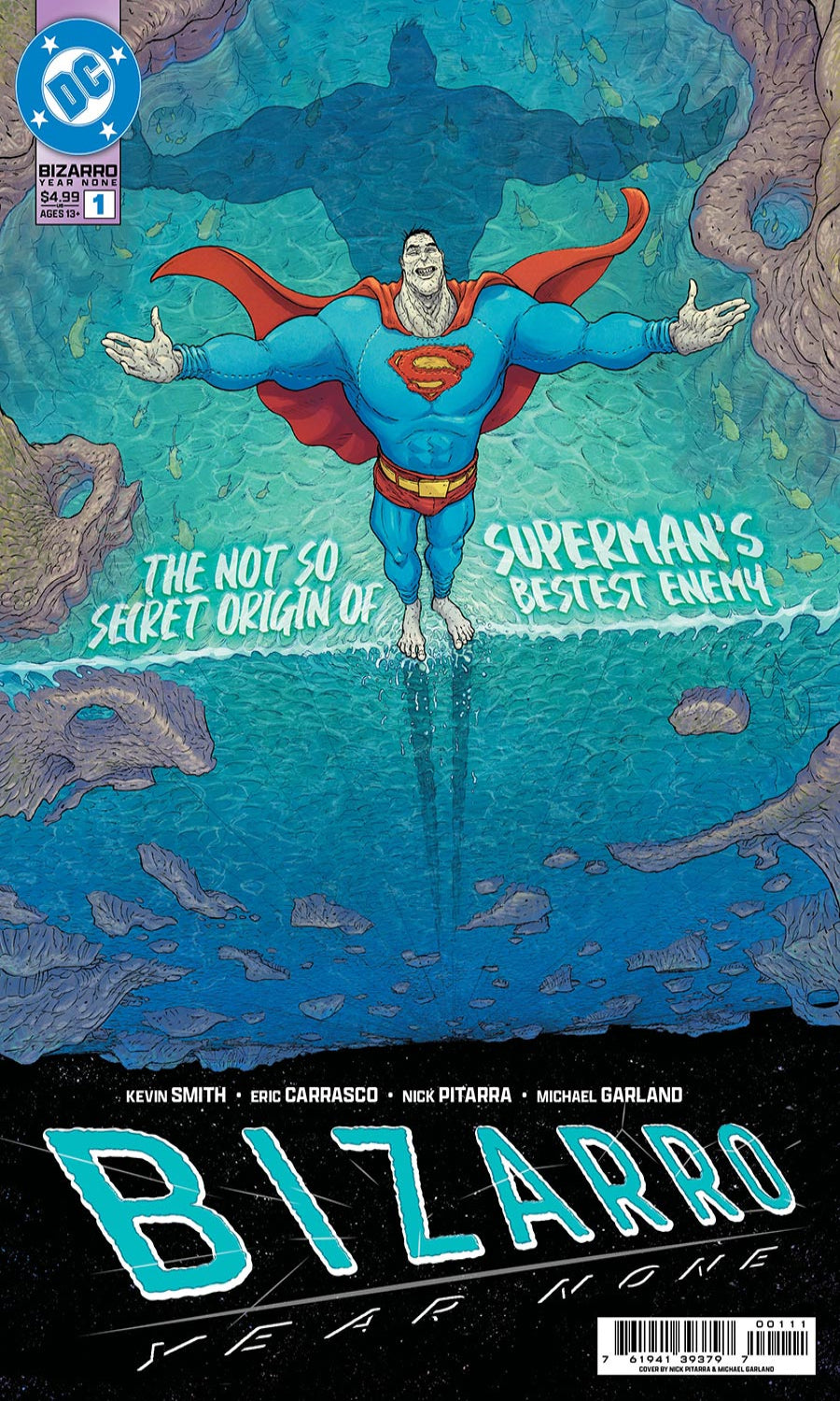 Comic book cover featuring Superman with a blue background and DC logo.