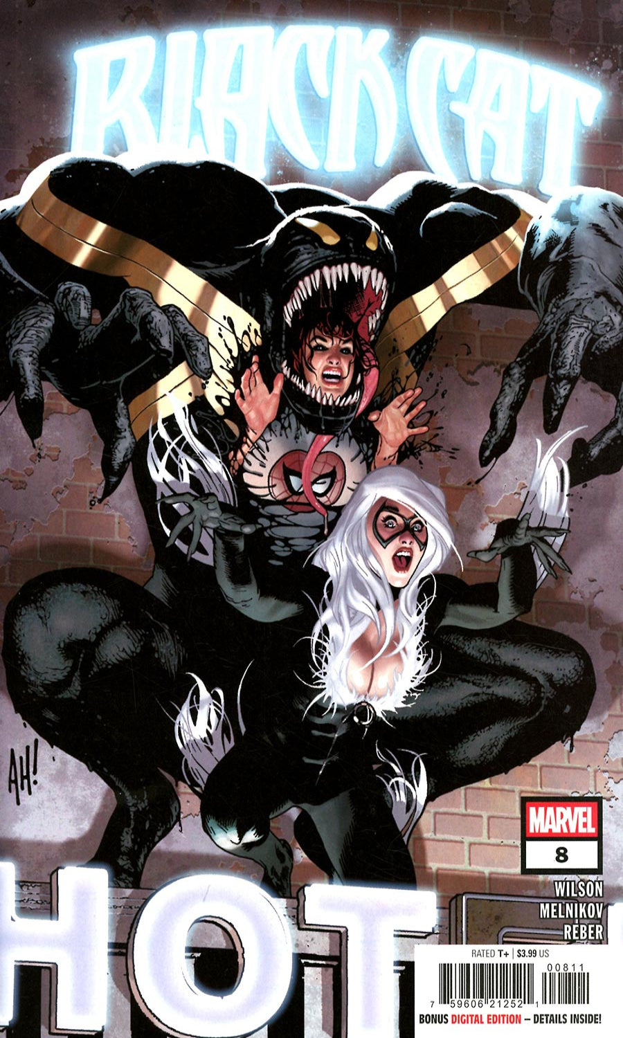 Comic book cover featuring a superhero in a dynamic pose with 'Black Cat' text.