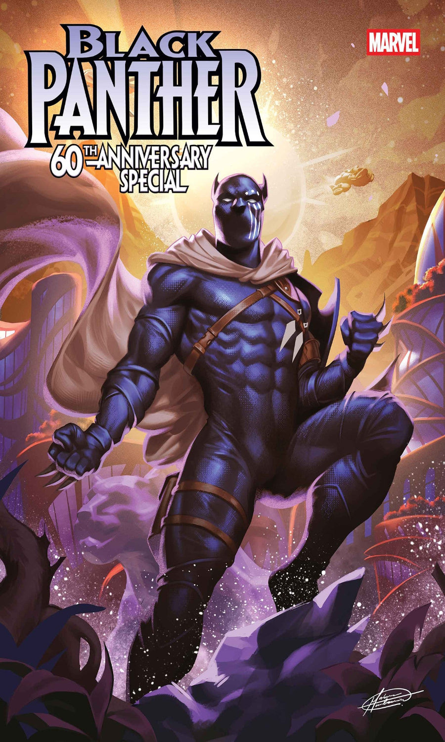 Comic book cover featuring Black Panther with Marvel logo