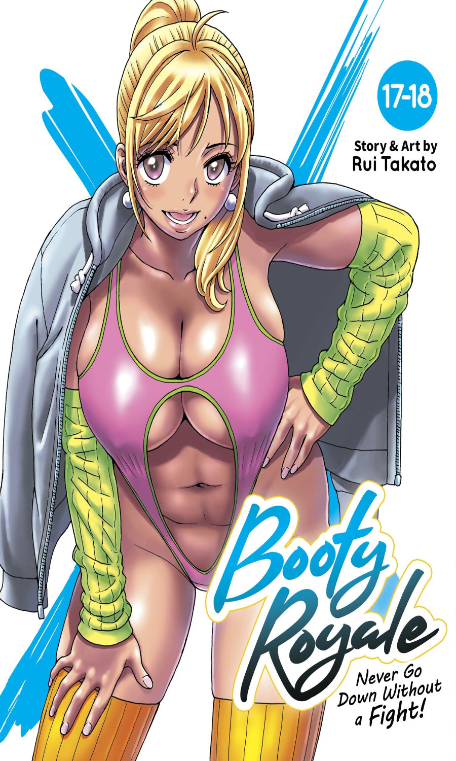 Manga book cover of 'Booty Royale' with a character in a pink outfit and gray jacket.