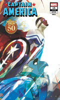 Captain America comic book cover featuring a stylized illustration of Captain America and Falcon, with the Marvel logo and issue number 15 in the top right corner.