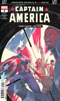 Comic book cover featuring Captain America and other characters with a superhero theme.