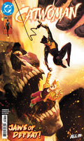 Comic book cover featuring Catwoman with a dark and intense background