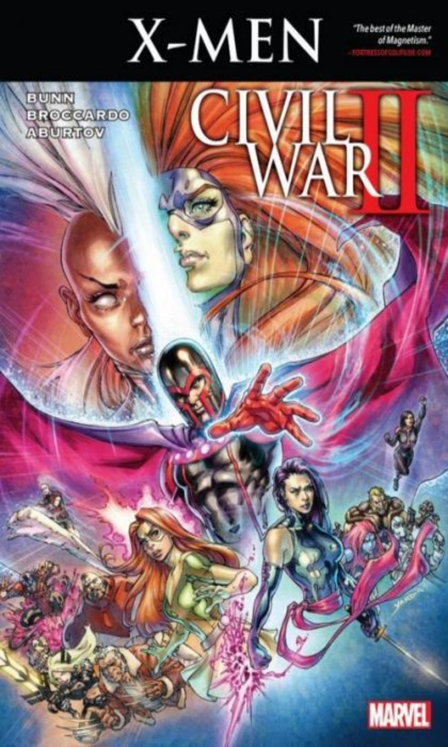 Comic book cover of X-Men Civil War II with characters in action poses.