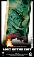 Comic book cover for 'Lost in the Edit: A Clashing Destiny Gift Story' featuring a stylized green and black sci-fi illustration with a bright orange flame at the bottom and a white barcode on the right.