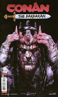 Comic book cover of 'Conan the Barbarian' with a dark and intense scene.