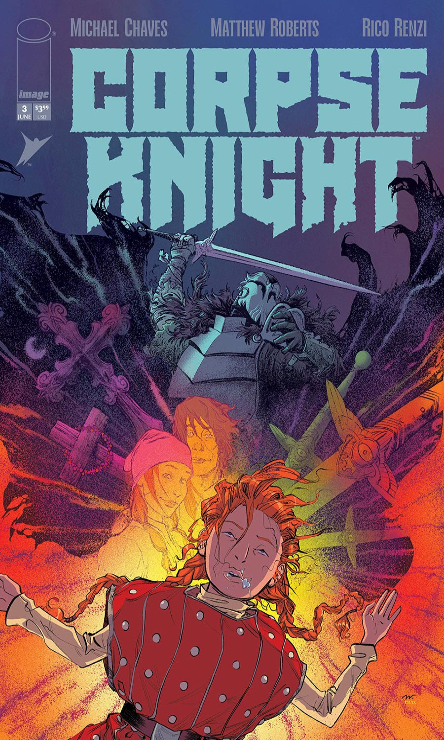 Comic book cover of 'Corpsenight' with characters and dark elements.