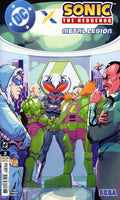 Comic book cover featuring Sonic the Hedgehog and Metal Legion characters with DC logo.