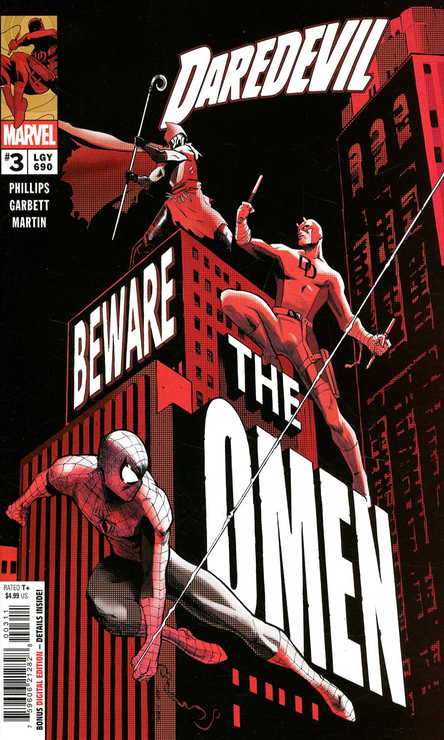 Comic book cover featuring Daredevil with 'Beware the Daken' text against a cityscape background.