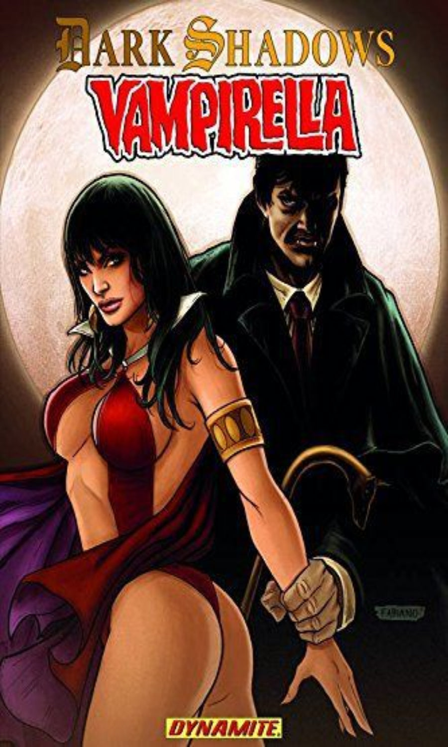Comic book cover featuring Vampirella and a dark figure with 'Dark Shadows' and 'Vampirella' text.
