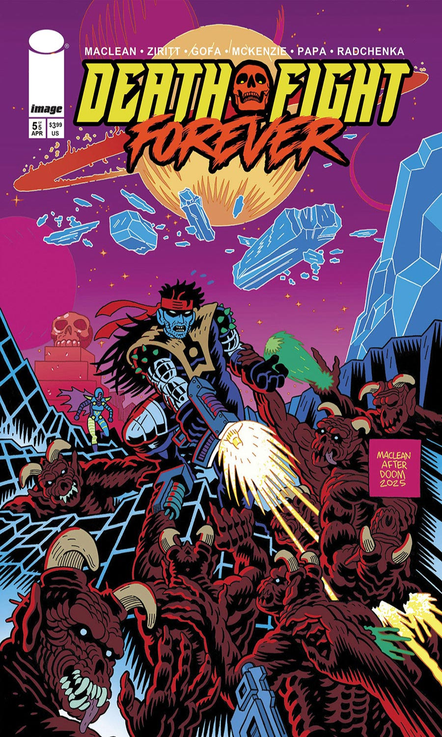Comic book cover of 'Death Fight Forever' with a colorful and action-packed scene.