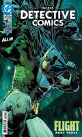 Comic book cover of Detective Comics featuring Batman in action