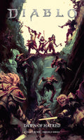 Cover of 'Diablo: Dawn of Hatred' with fantasy characters and creatures.