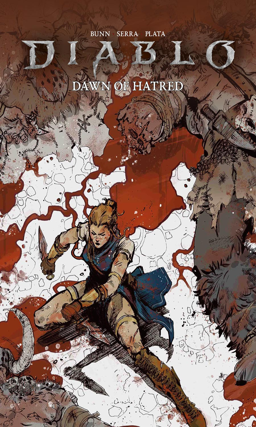 Comic book cover titled 'Diablo: Dawn of Hatred' with a warrior and creature illustration.