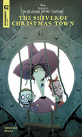 Comic book cover of 'The Shiver of Christmas Town' from 'The Nightmare Before Christmas' series.