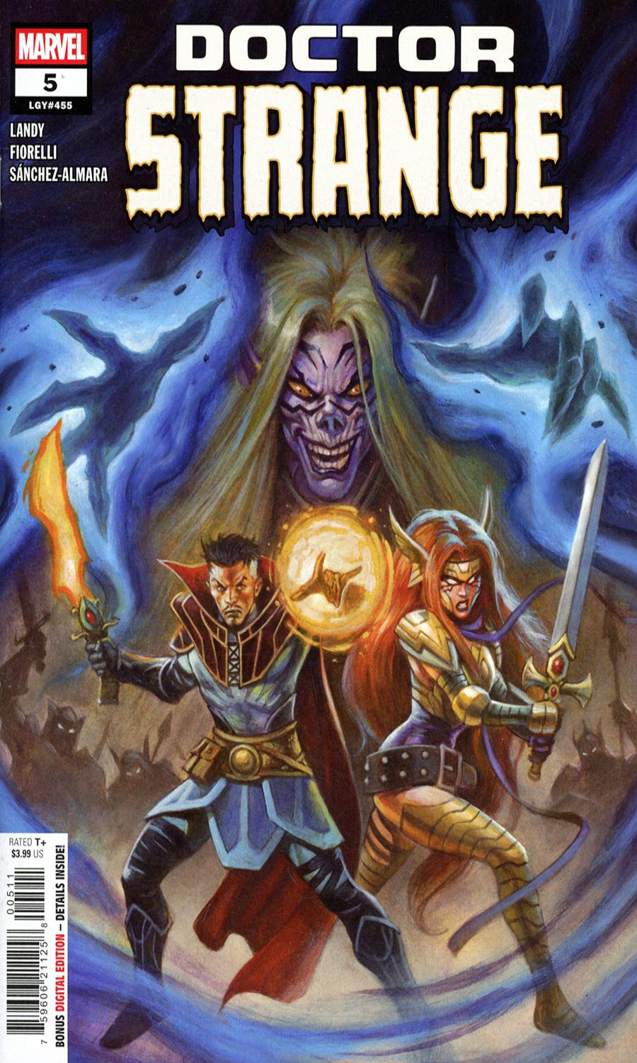Comic book cover featuring characters from 'Doctor Strange' with a mystical background.