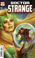 Comic book cover featuring a character holding a crystal ball with another character inside, titled 'Doctor Strange'.