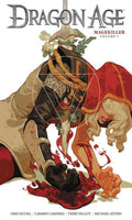 Cover of 'Dragon Age: Magekiller Volume 1' with two characters in a dramatic pose.
