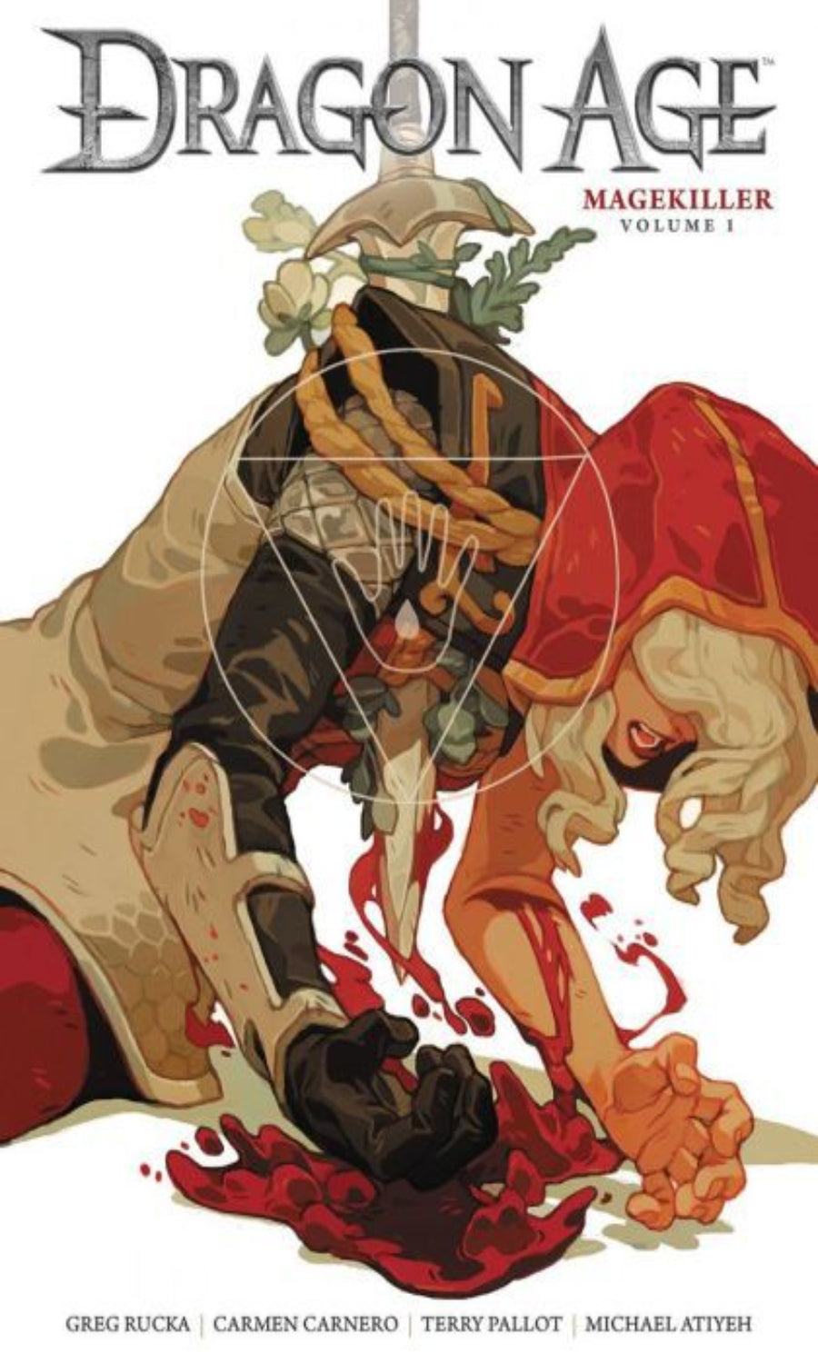 Cover of 'Dragon Age: Magekiller Volume 1' with two characters in a dramatic pose.