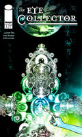 Comic book cover of 'The Eye Collector' with a mystical design and green eye.