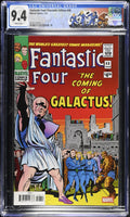 Comic book cover of 'Fantastic Four' with characters and text, CGC graded 9.4.