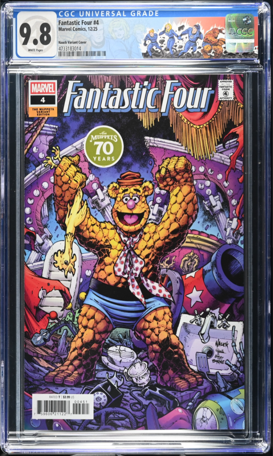 Comic book cover of 'Fantastic Four' with a CGC grading label on top.