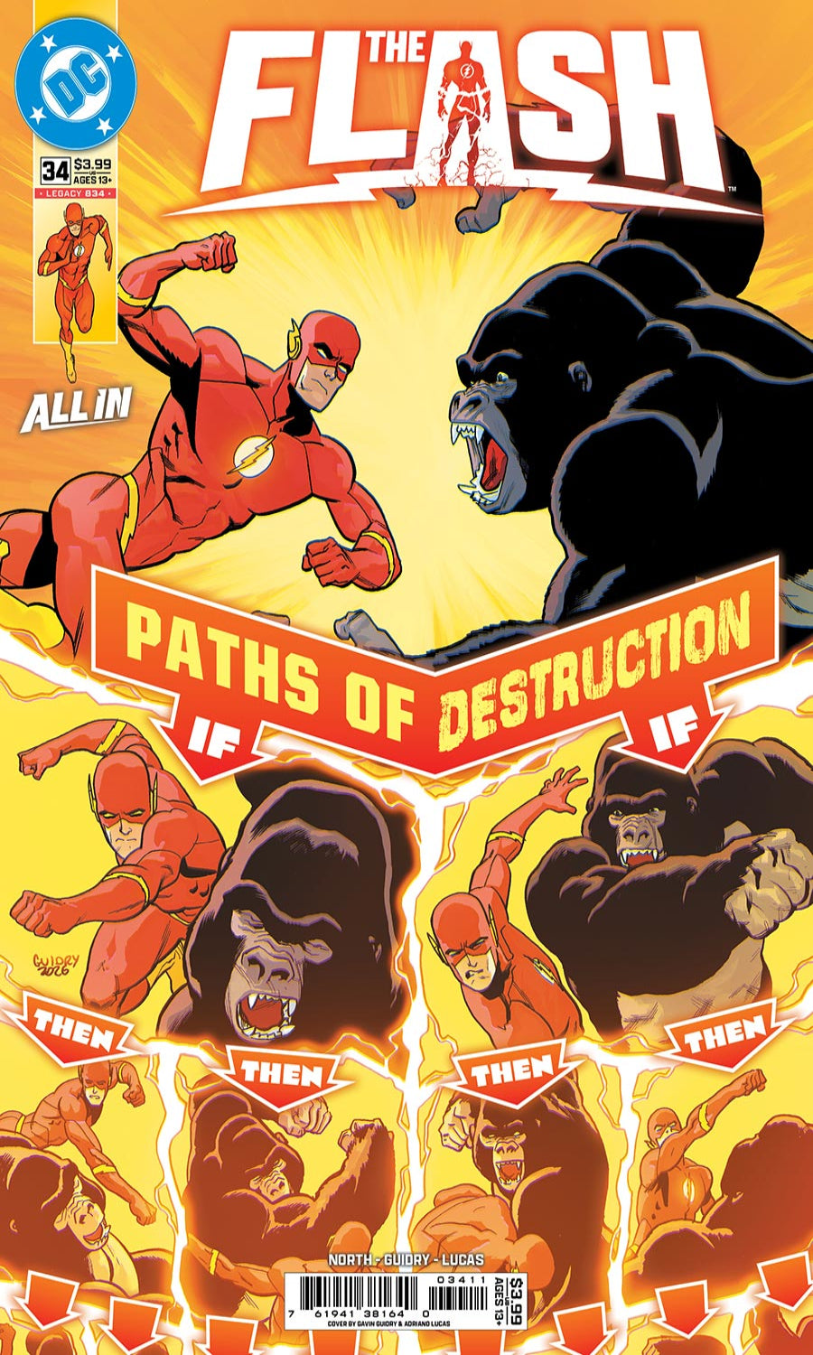 Comic book cover featuring The Flash and gorilla之势 with 'Paths of Destruction' text.