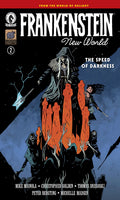 Comic book cover of 'Frankenstein: New World' with a dark and eerie atmosphere.