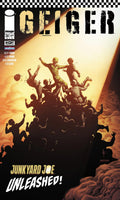 Comic book cover titled 'Geiger' with a dramatic scene of people being thrown into the air.