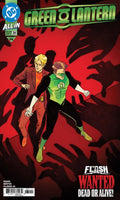Comic book cover featuring two characters with a red background and 'Green Lantern' logo.
