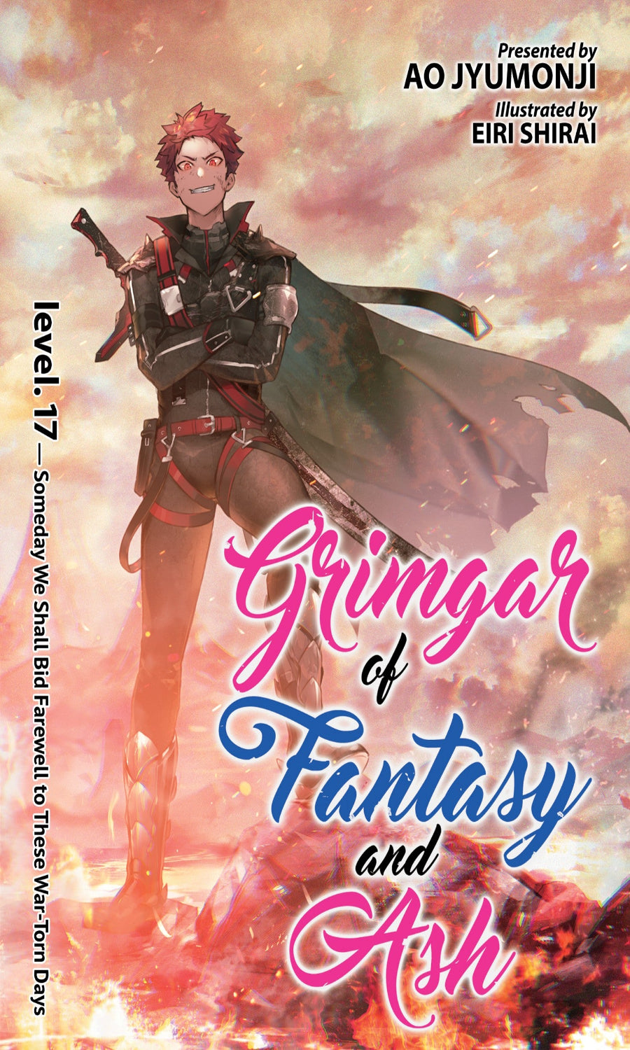 Book cover of 'Grimgar of Fantasy and Ash' by AO JYUMONJI, illustrated by Eiri Shirai, with a character in fantasy attire.