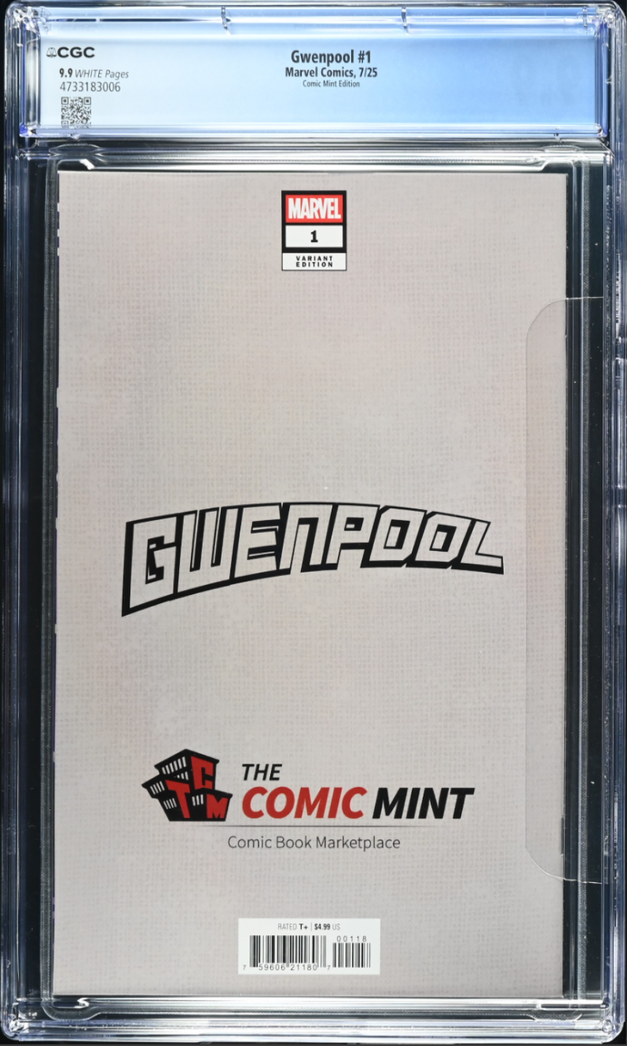 Comic book cover of 'Gwenpool' with 'The Comic Mint' logo in a protective case.