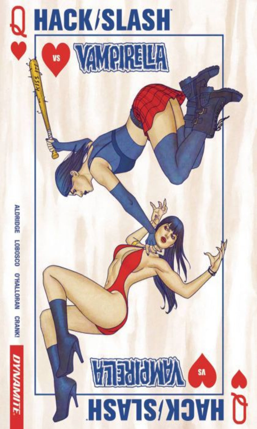 Cover of 'Hack/Slash vs Vampirella' comic book featuring two characters in a dynamic pose.