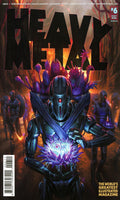 Cover of Heavy Metal issue #6 comic book featuring a central armored robot holding a glowing purple crystal, with other robotic figures in the background and the title HEAVY METAL in large black letters across the top.