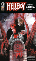 Comic book cover featuring Hellboy and the B.P.R.D. with a red and black color scheme.